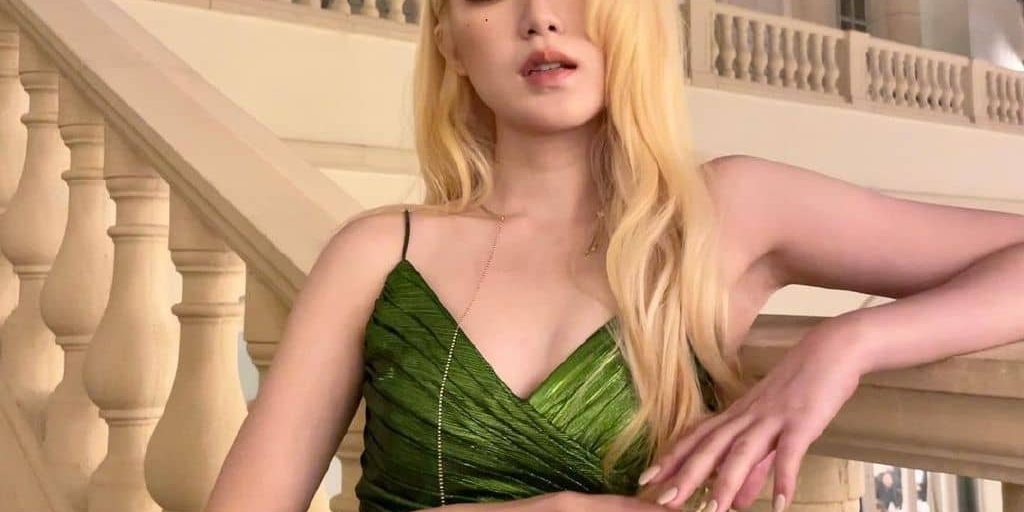 叶舒华欧美风格穿搭：黄发绿裙子，好美好优雅