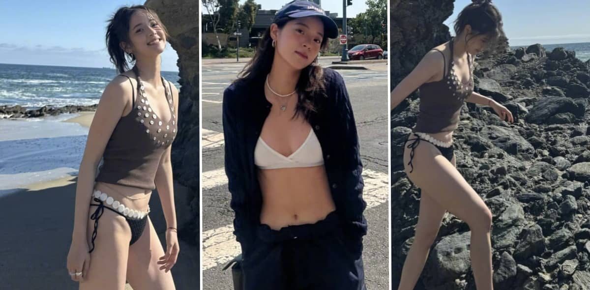 欧阳娜娜海边泳装新照
