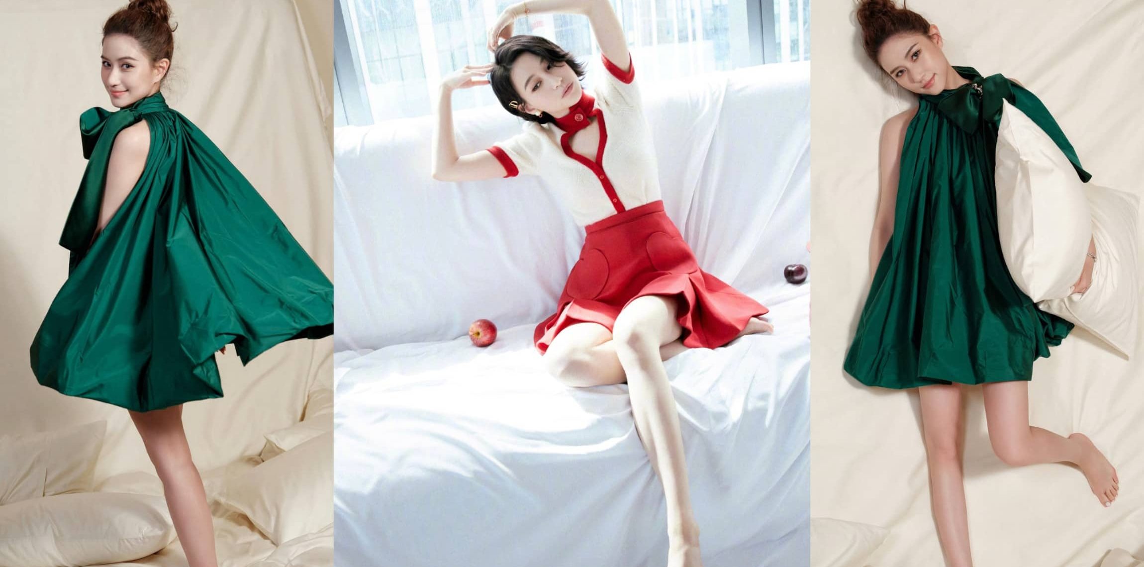 何超莲，光脚丫甜美妆造