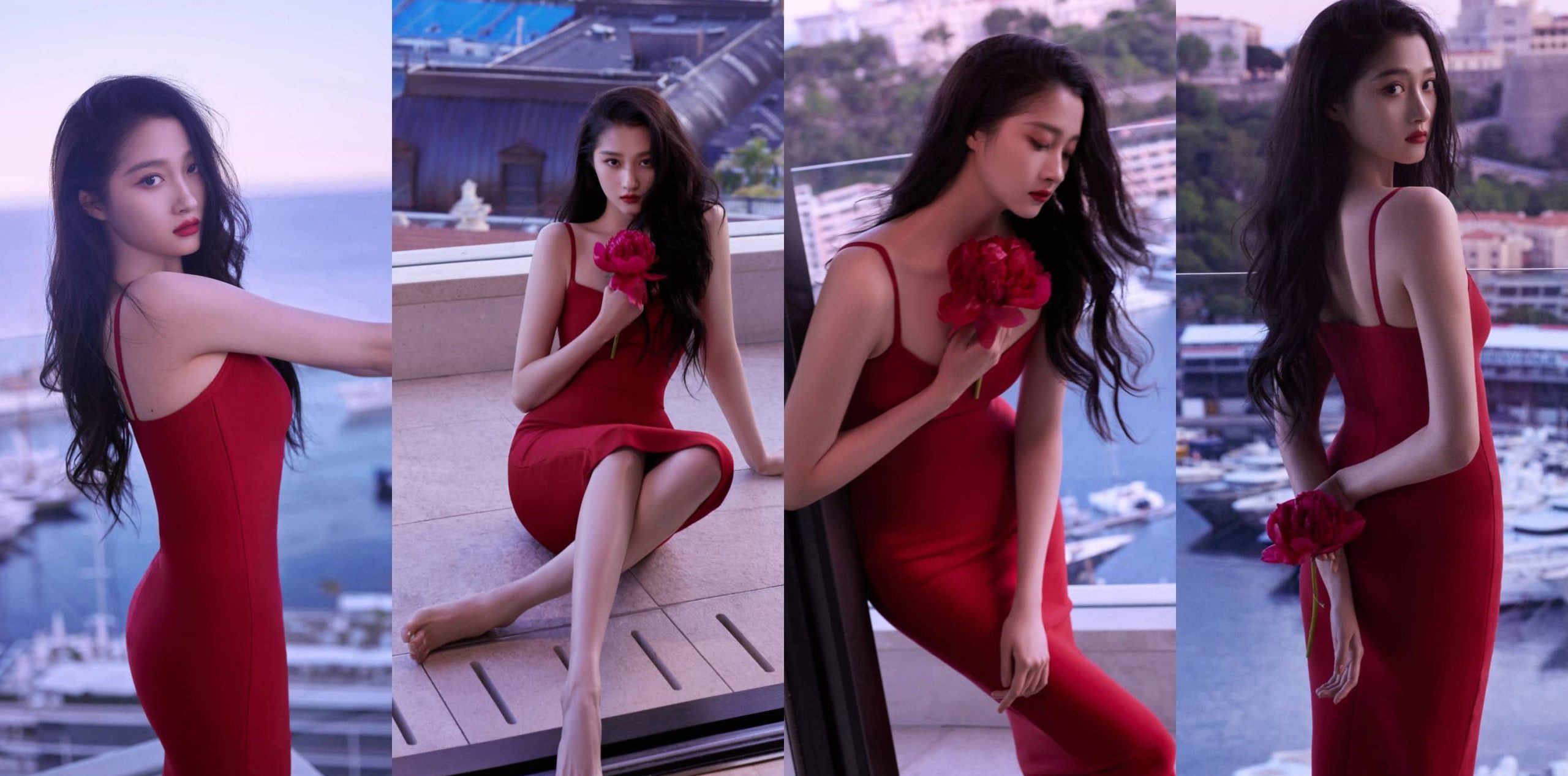 关晓彤经典红色穿搭大片