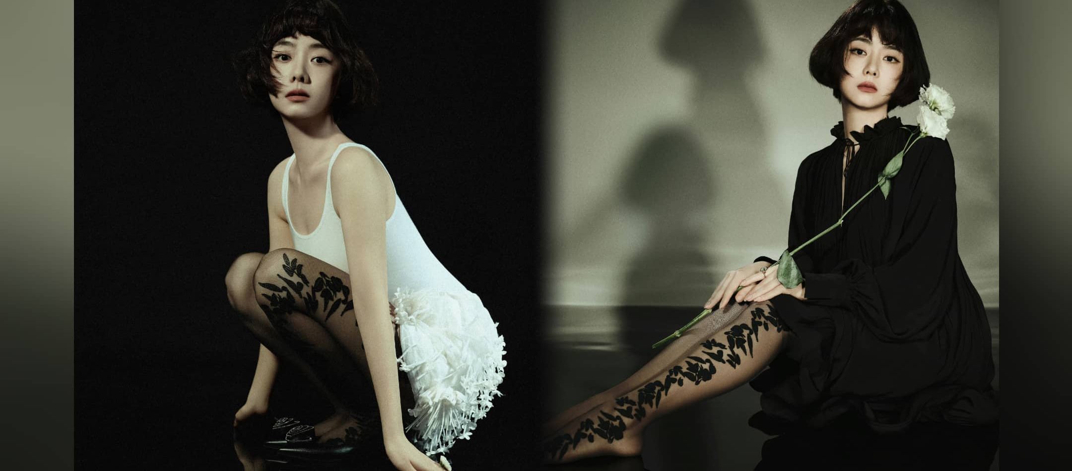 谭松韵时尚丝袜穿搭画报精选