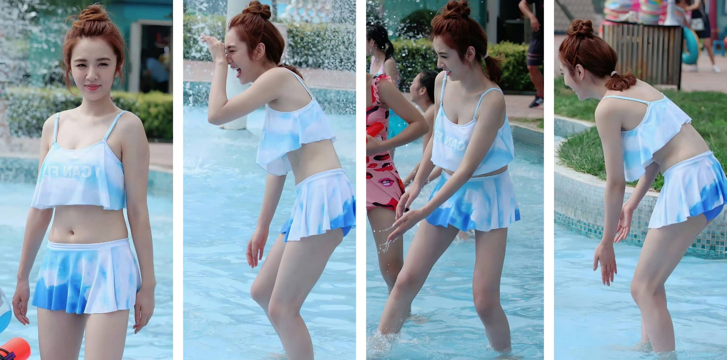 王晓晨姐姐的一组拼色泳装剧照