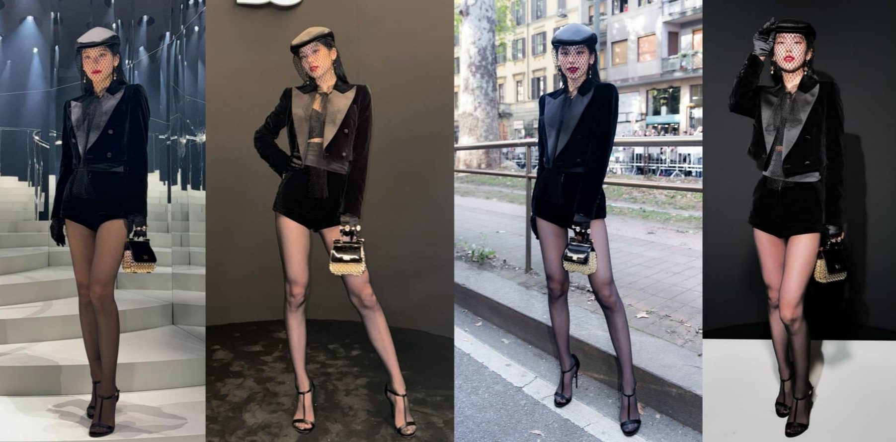 黄礼志米兰时装周丝袜妆造大长腿