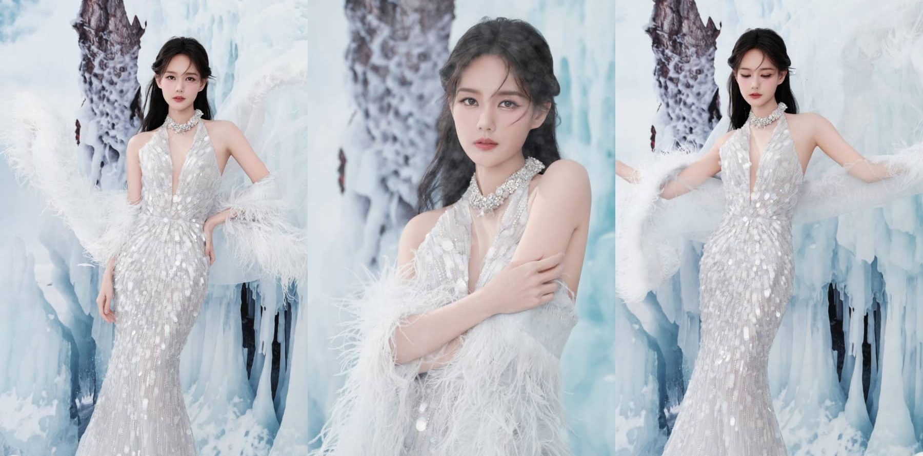 李一桐雪精灵壁纸：银妆轻纱曼妙，媚眼含笑灵动