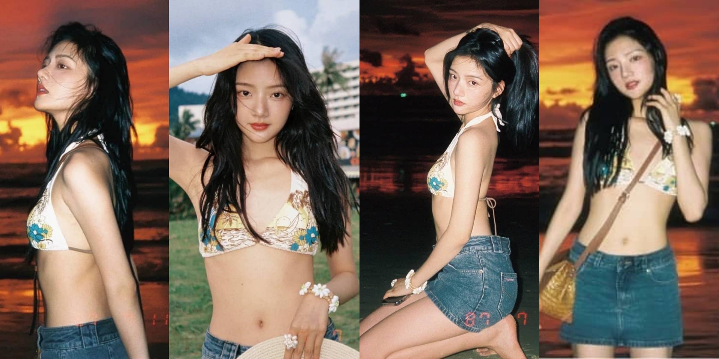 任敏，一组好看的青春感泳装