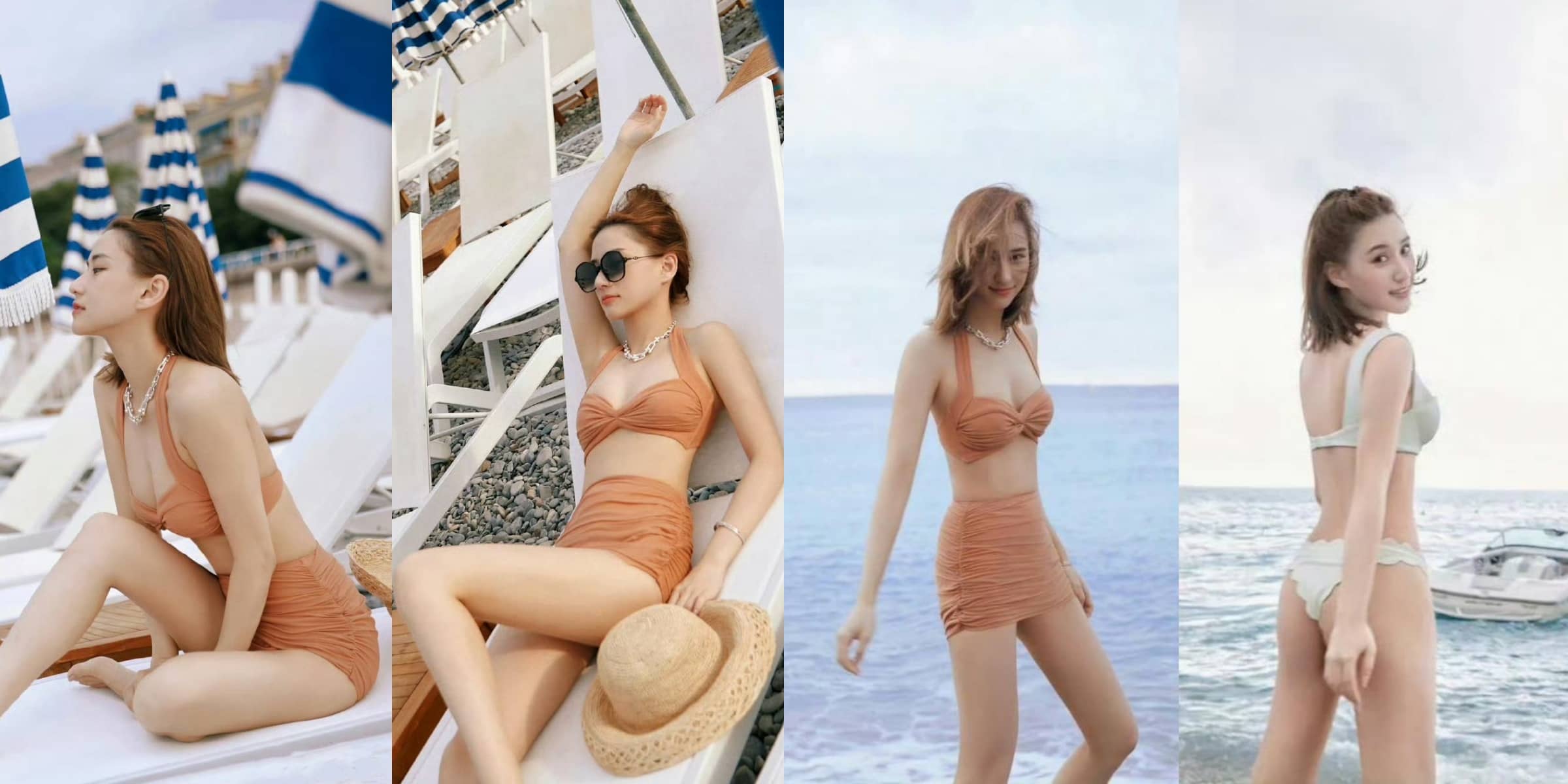 何超莲，泳装穿搭，清新浪漫