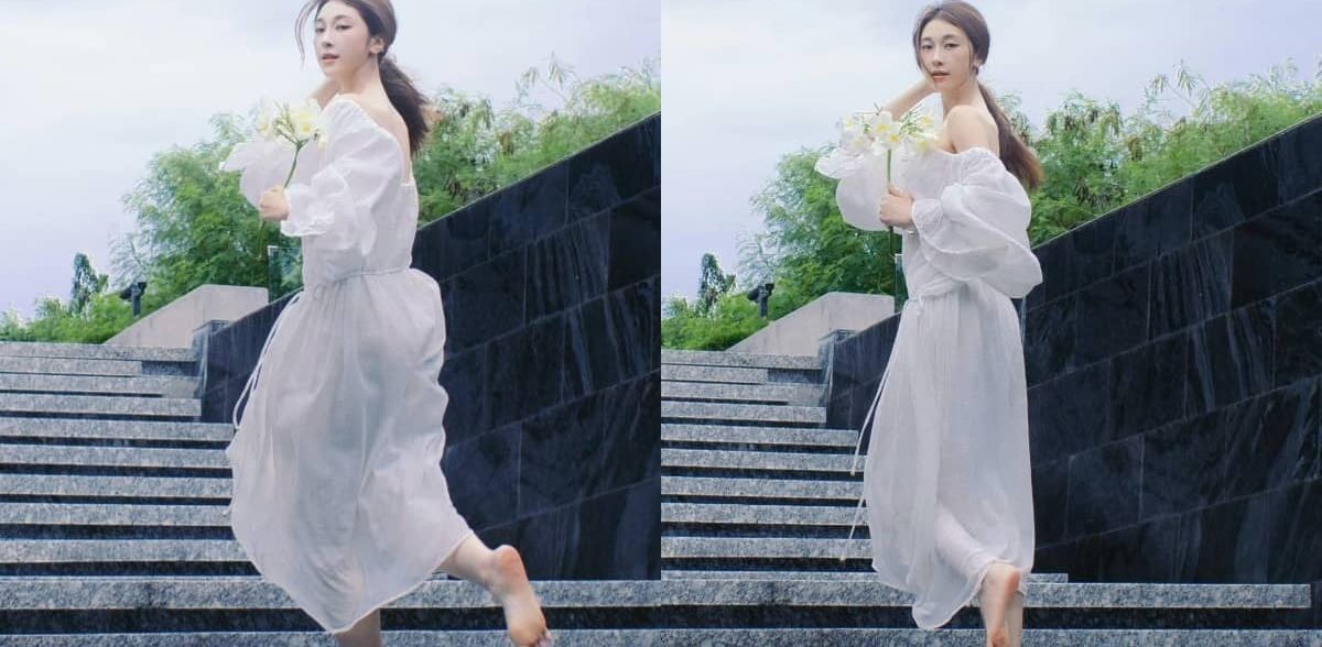 张小婉，一组白裙清冷甜美风格穿搭写真