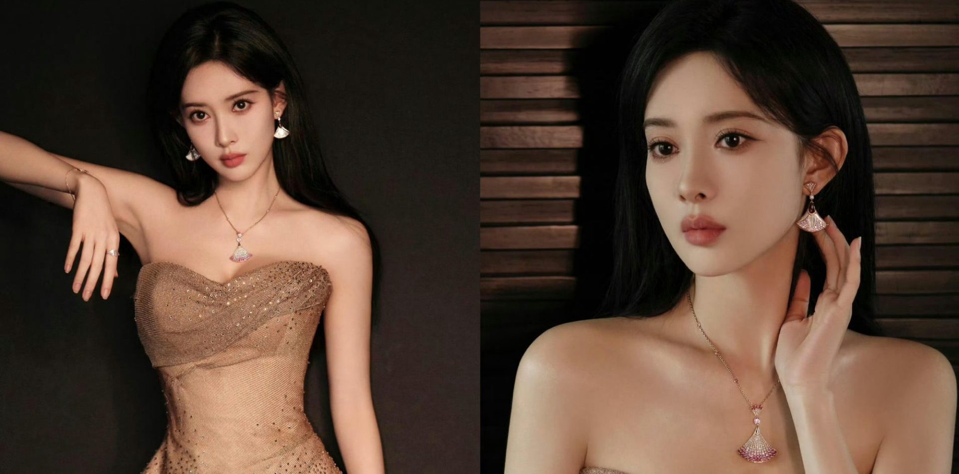 孟子义一组抹胸纱裙柔美穿搭，冷酷美人上线