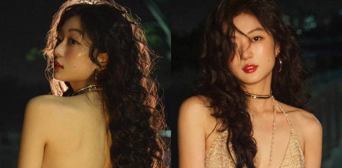 孙千穿搭壁纸，卷发红唇，吊带裙装美背，婀娜多姿