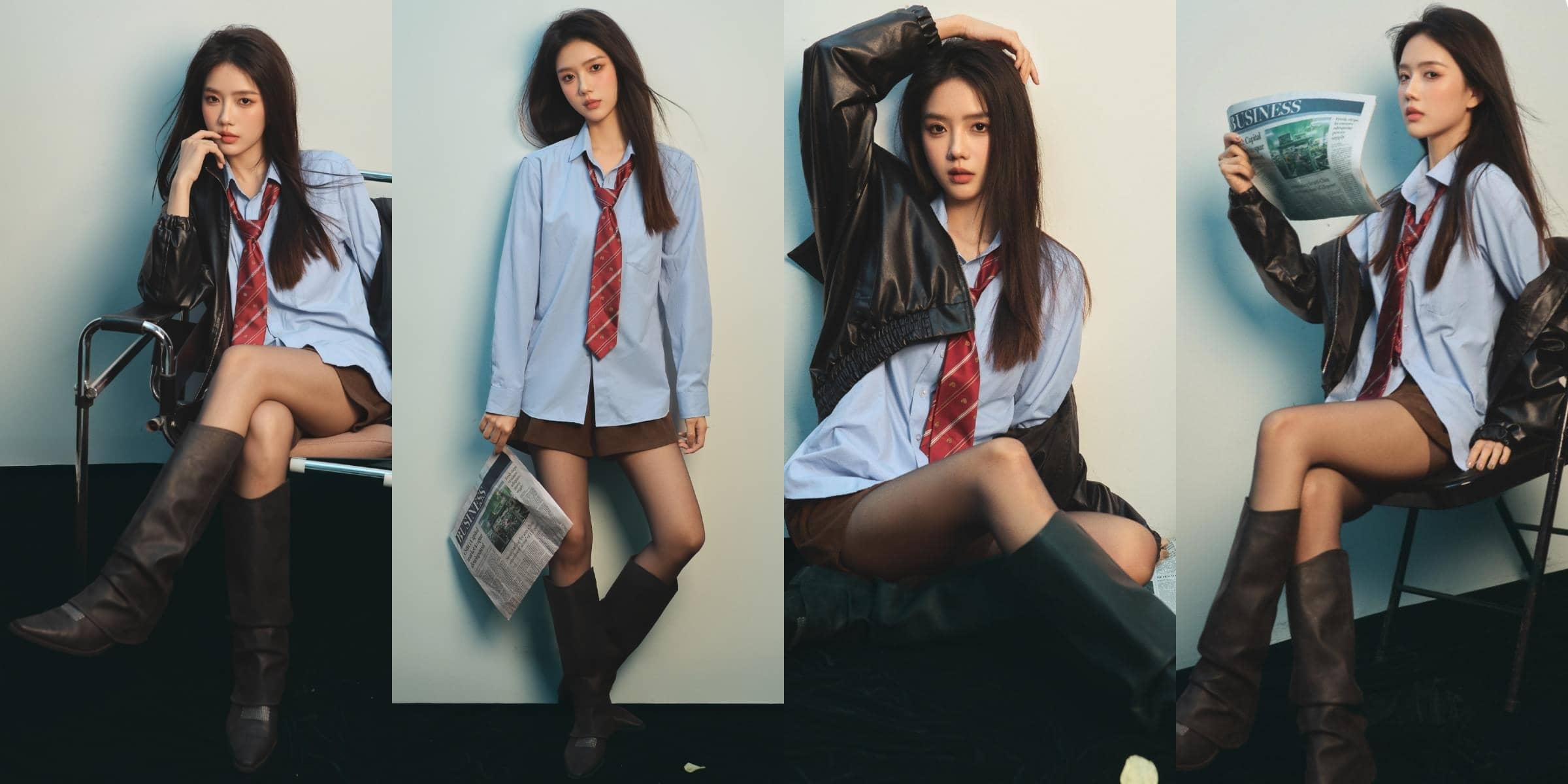 喻钟黎，一组好看的丝袜穿搭