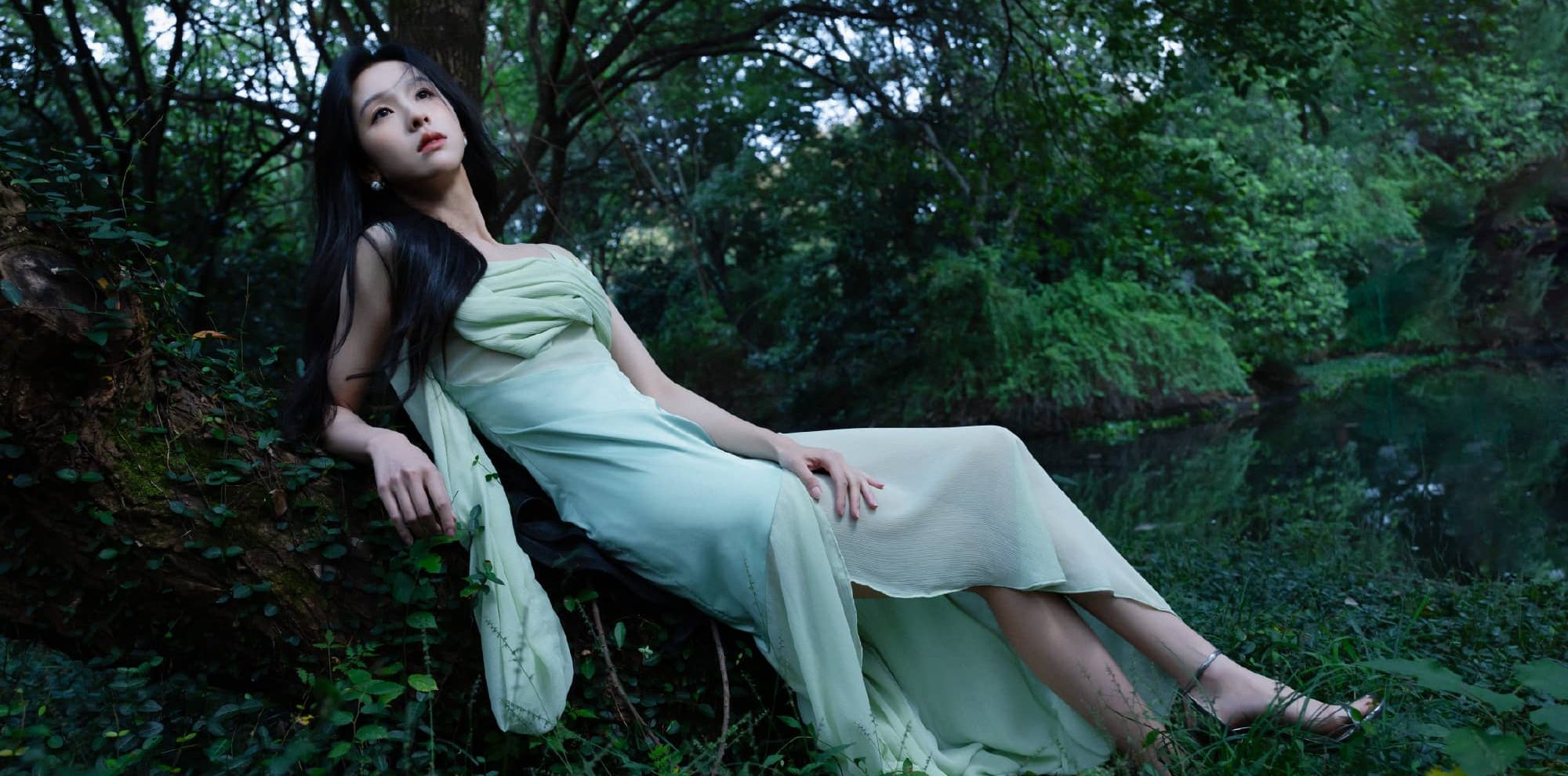 陈都灵，绿纱轻柔，林间“绿野精灵”