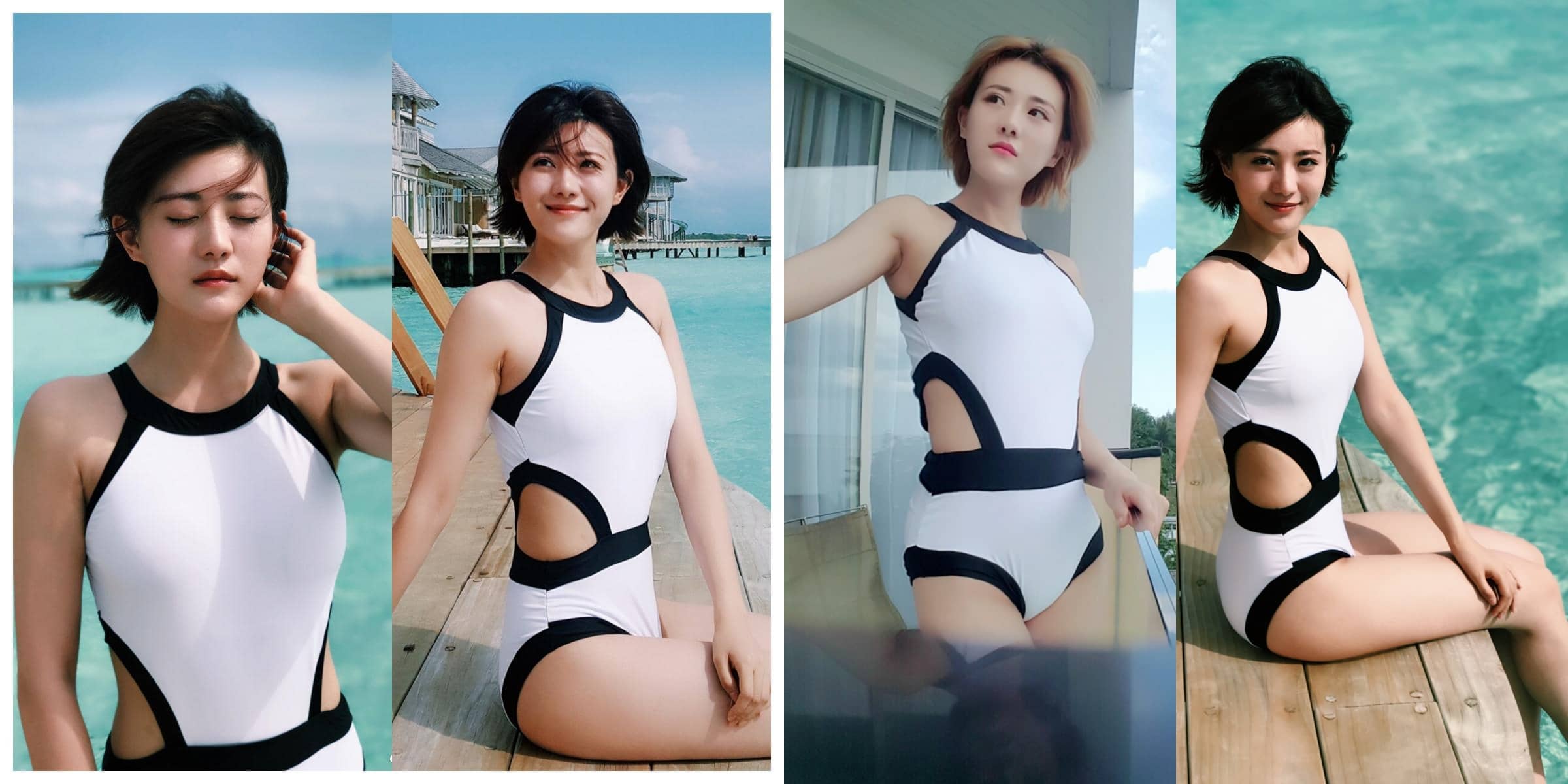 牟星：干练短发，白色度假墨镜，浪漫优雅自信