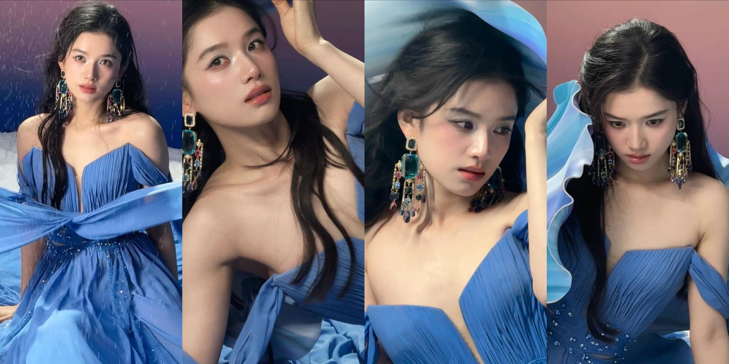 张婧仪：深蓝色彩，颜值感满溢