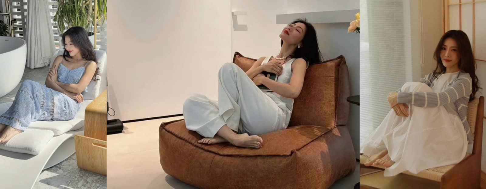 邓家佳一组好看的裙装私服，好俏皮的小脚丫