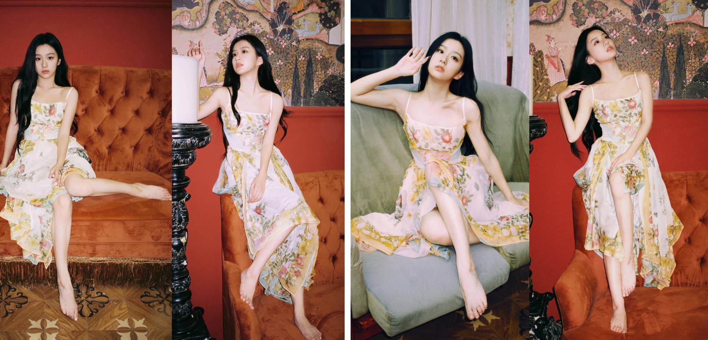包上恩，碎花吊带居家，甜美怡人