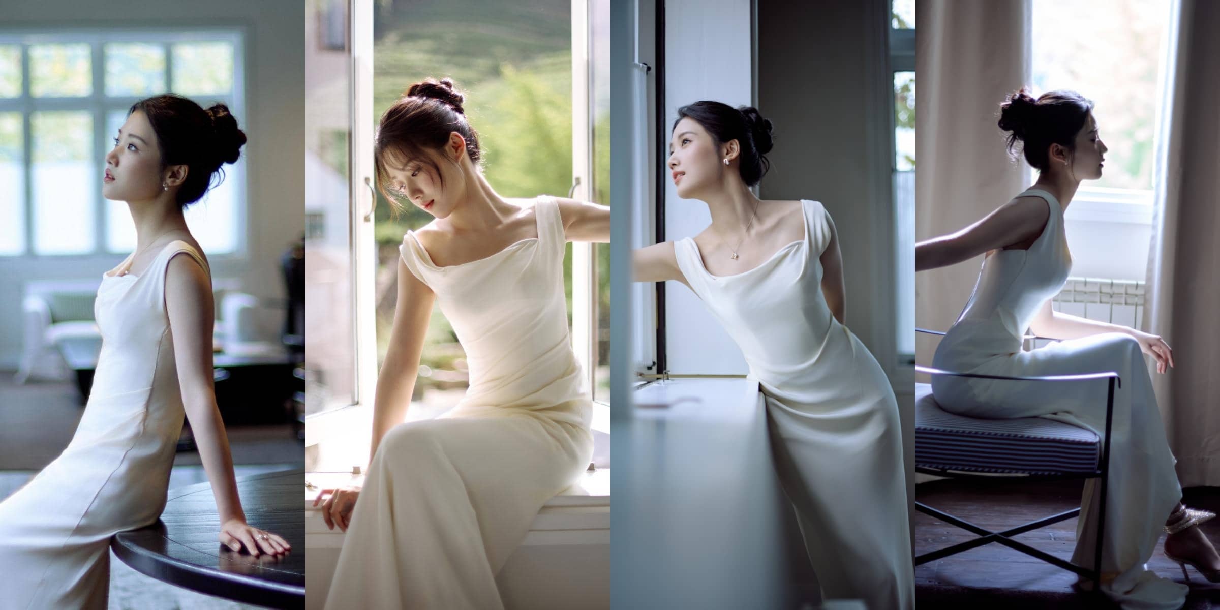 卢昱晓白裙少女：光影温柔，纯粹优雅