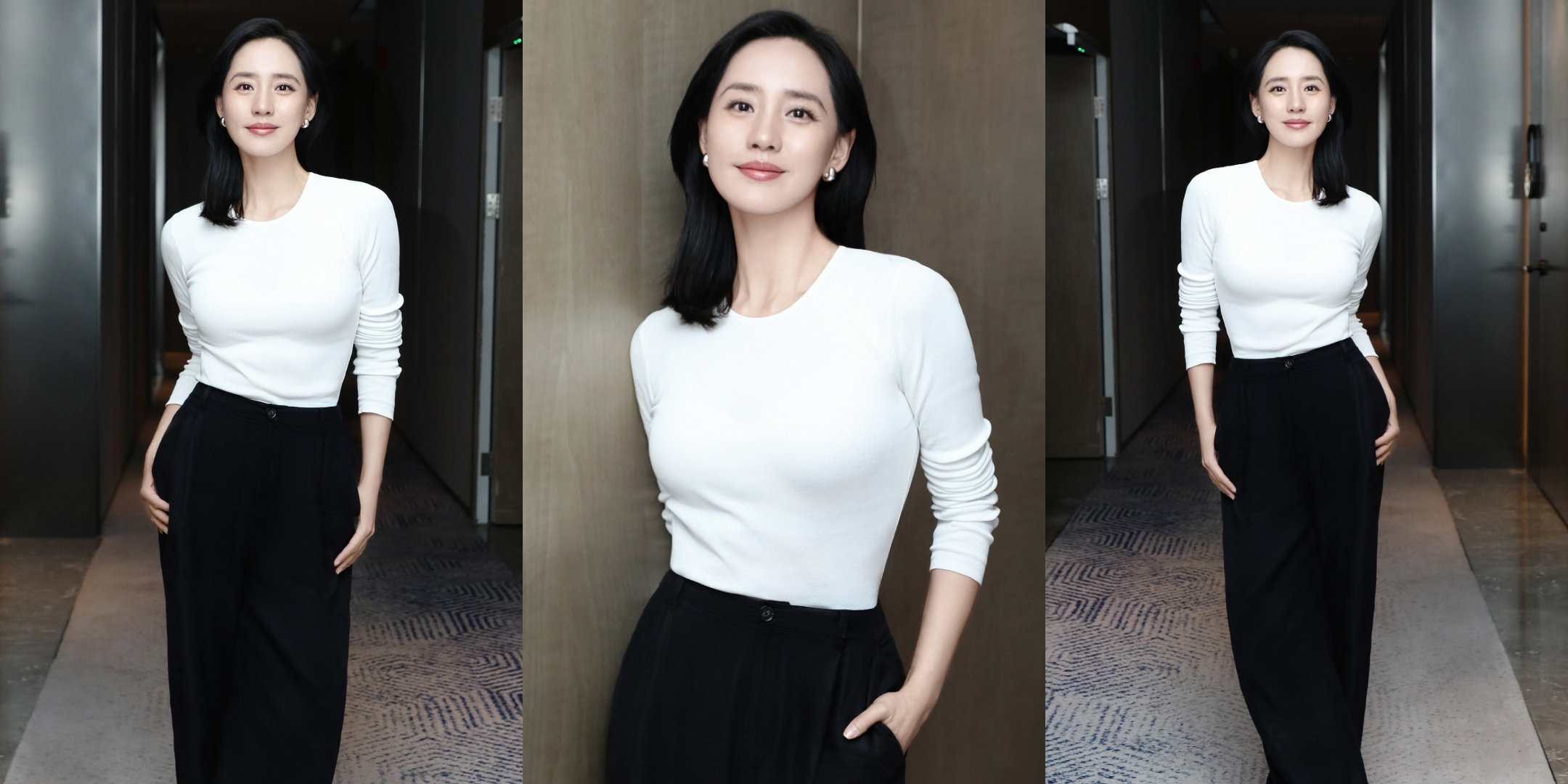 王智高清壁纸：黑白穿搭色彩，气质好绝！