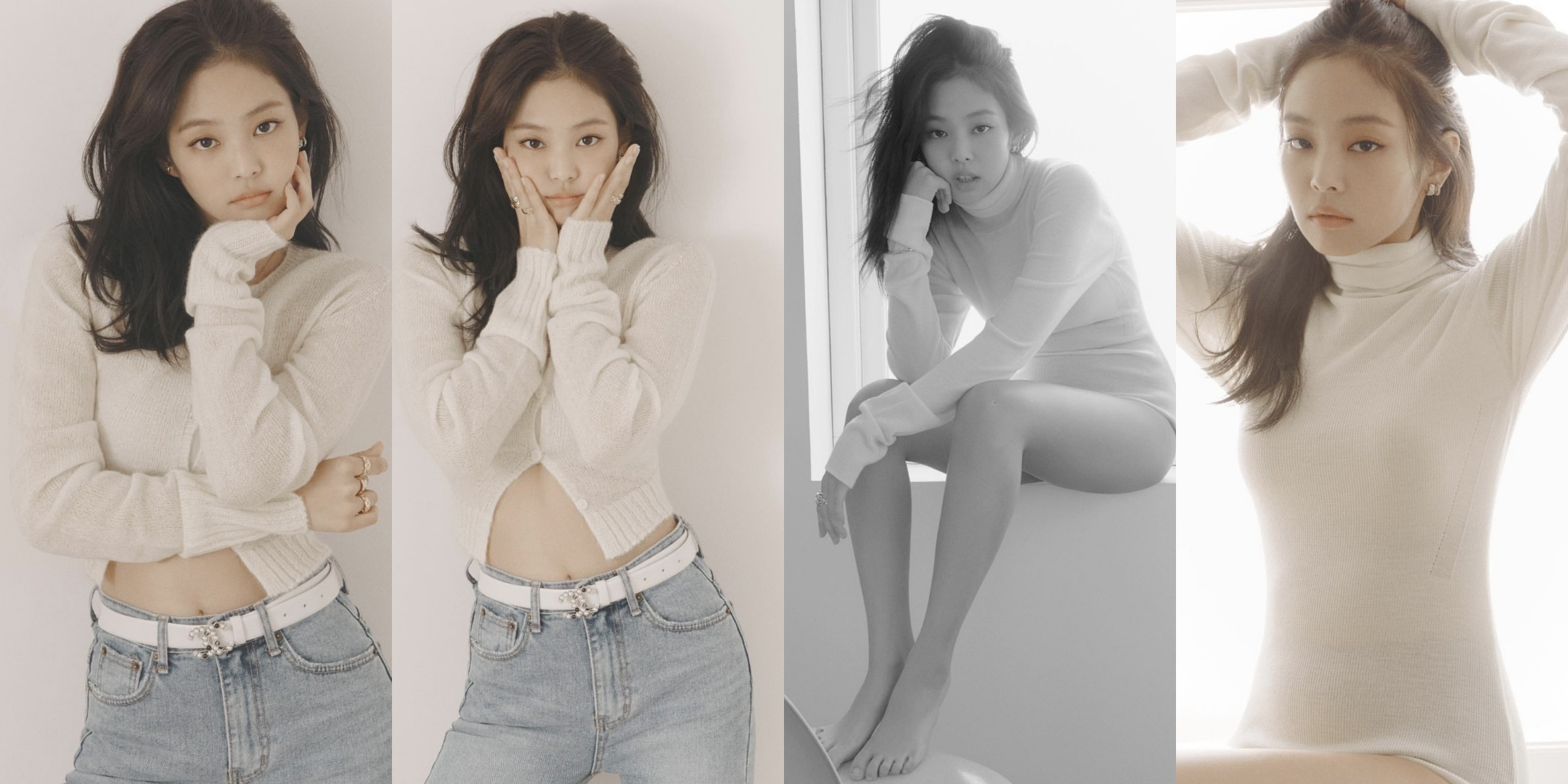 Jennie,19年白衣穿搭ELLE杂志花絮