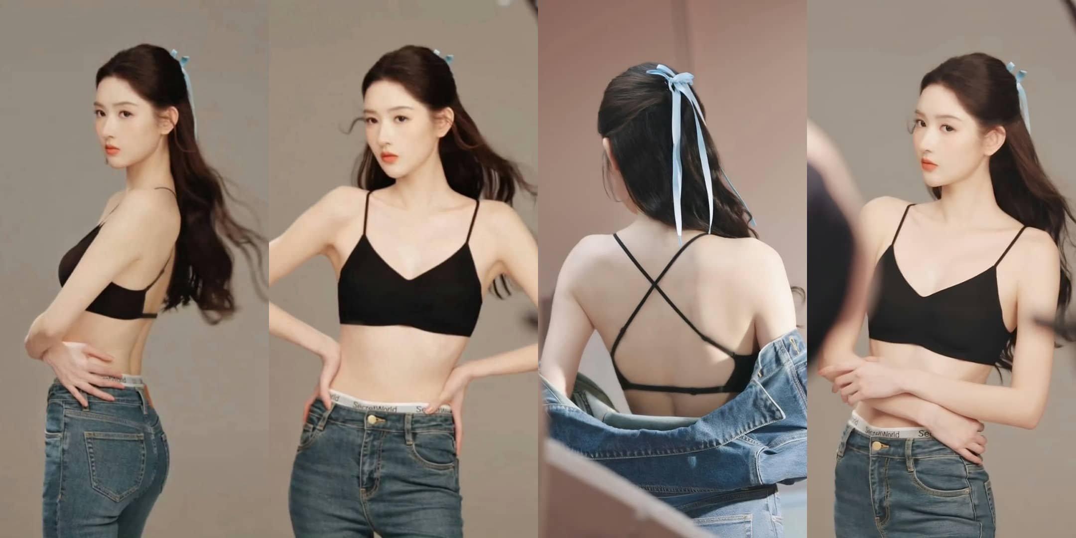 王玉雯，抹胸牛仔，身材管理好棒