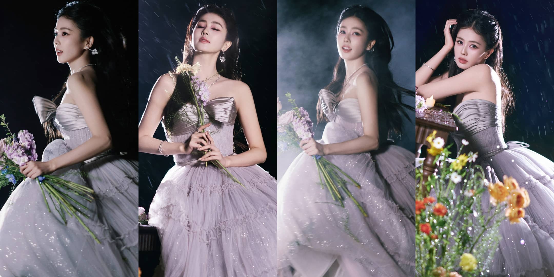 白鹿壁纸，浅紫轻纱，仙子美人